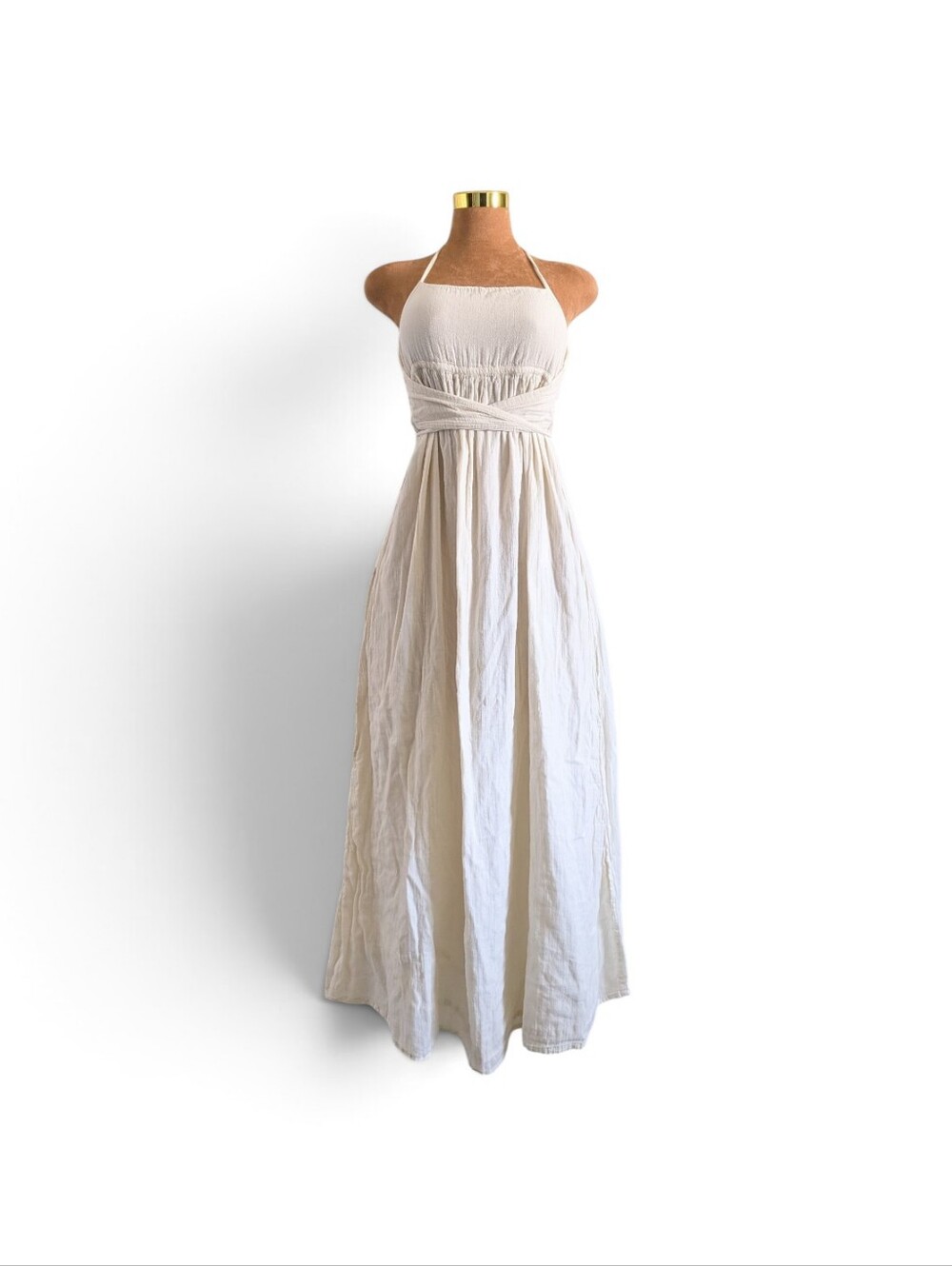 House of Harlow 1960 Cream Halter Wrap Maxi Dress